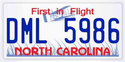 NC license plate DML5986