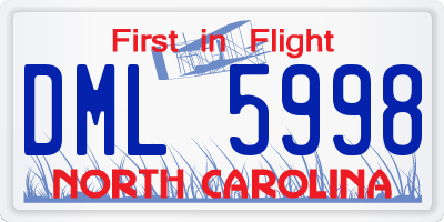 NC license plate DML5998