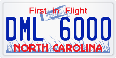 NC license plate DML6000