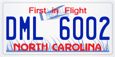 NC license plate DML6002