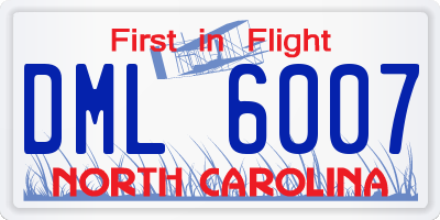 NC license plate DML6007