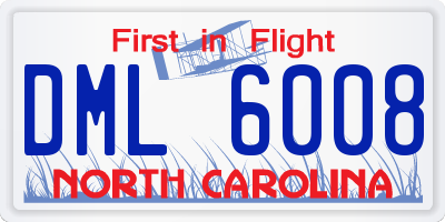 NC license plate DML6008