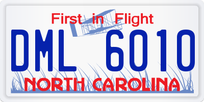 NC license plate DML6010