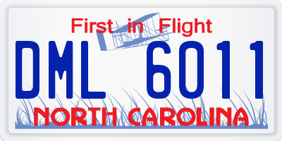 NC license plate DML6011