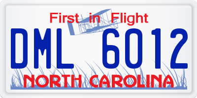 NC license plate DML6012