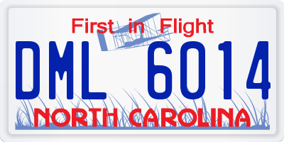 NC license plate DML6014