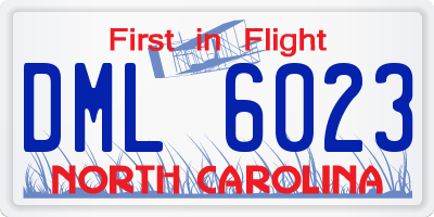 NC license plate DML6023