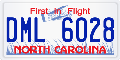 NC license plate DML6028