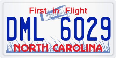 NC license plate DML6029