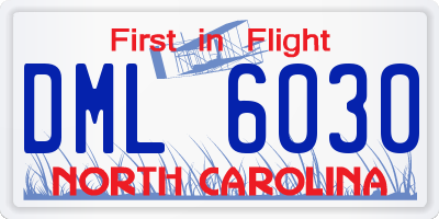 NC license plate DML6030