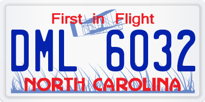 NC license plate DML6032