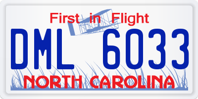 NC license plate DML6033