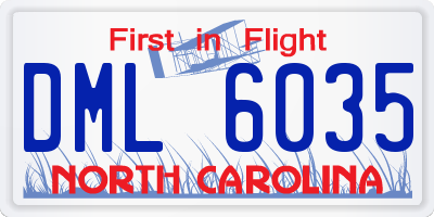 NC license plate DML6035