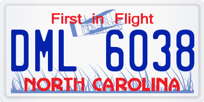 NC license plate DML6038