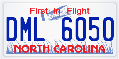NC license plate DML6050