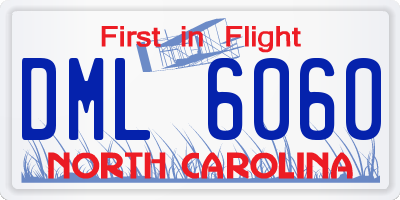 NC license plate DML6060