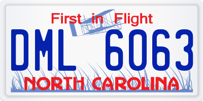 NC license plate DML6063