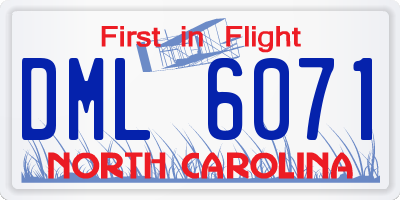NC license plate DML6071