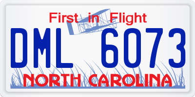 NC license plate DML6073