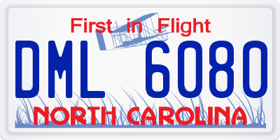 NC license plate DML6080