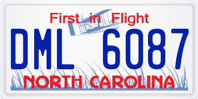 NC license plate DML6087