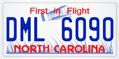NC license plate DML6090