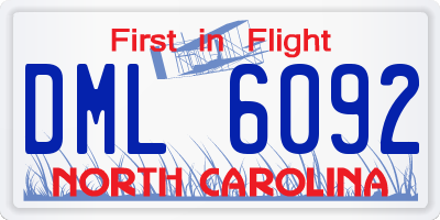 NC license plate DML6092