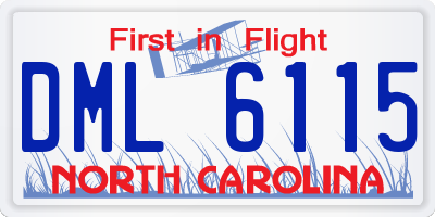 NC license plate DML6115