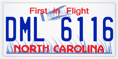 NC license plate DML6116