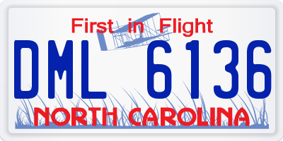 NC license plate DML6136