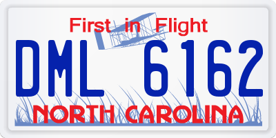 NC license plate DML6162