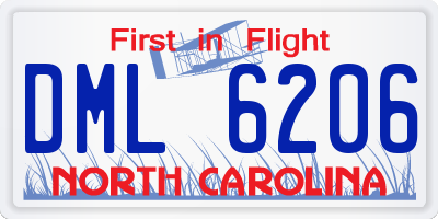 NC license plate DML6206