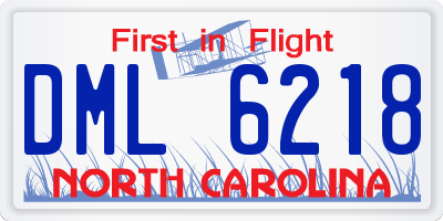 NC license plate DML6218