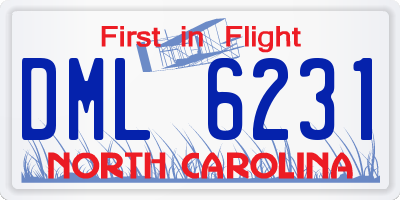 NC license plate DML6231