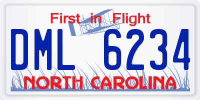 NC license plate DML6234