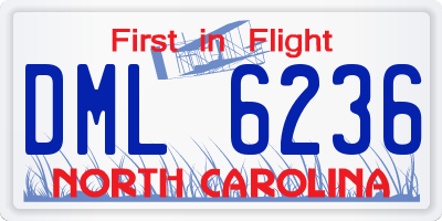 NC license plate DML6236