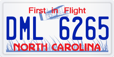 NC license plate DML6265