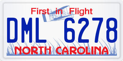 NC license plate DML6278