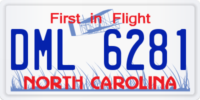 NC license plate DML6281