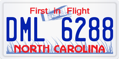 NC license plate DML6288