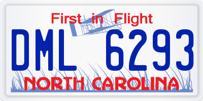 NC license plate DML6293