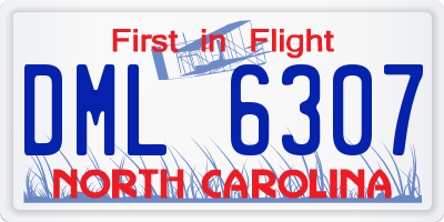 NC license plate DML6307