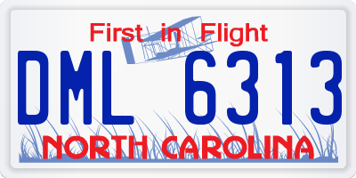 NC license plate DML6313