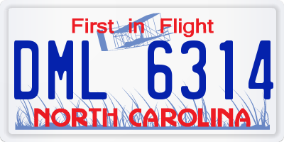 NC license plate DML6314