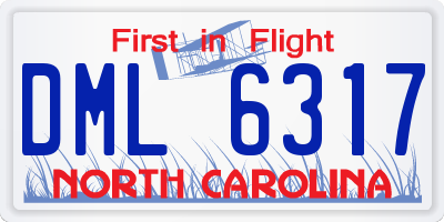 NC license plate DML6317