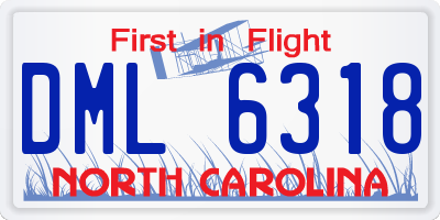 NC license plate DML6318