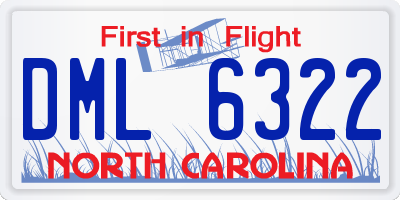 NC license plate DML6322