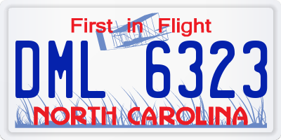 NC license plate DML6323