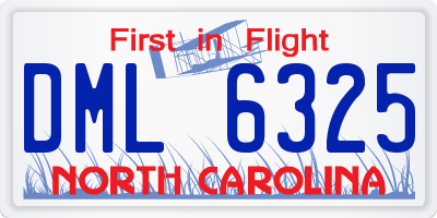 NC license plate DML6325