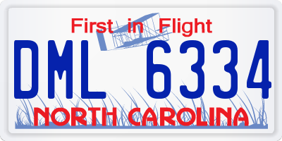 NC license plate DML6334